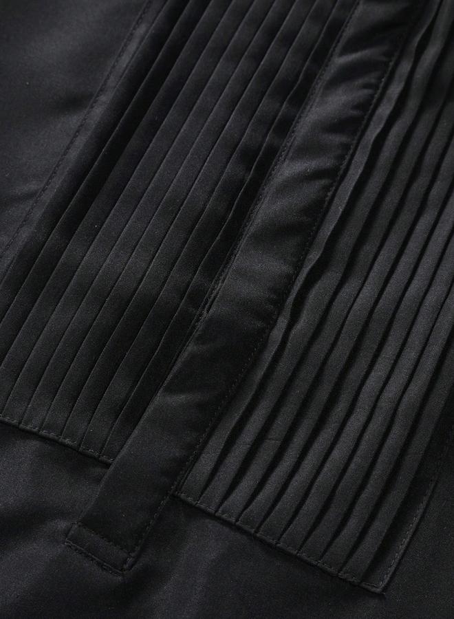 Take Two Men Black Plain Kurta with Stand Collar - Image 5